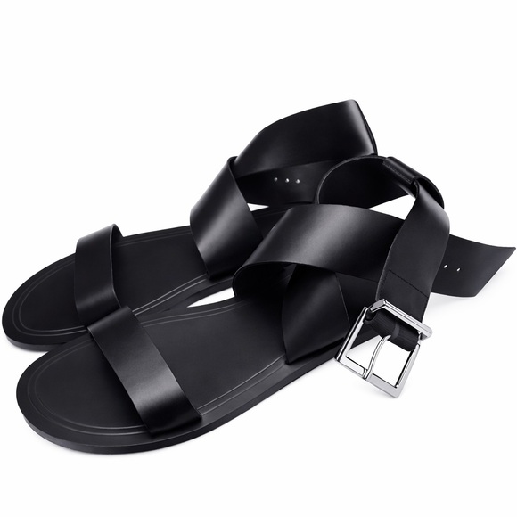ZARA Black Criss-Cross Flat Gladiator Sandals | Maxi Buckle | EU 41 US 10 - Picture 7 of 10